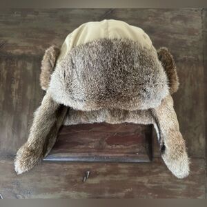 Nathaniel Cole by Crown Cap rabbit fur trim aviator hat unisex size XL